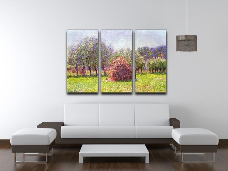 Heap of hay in the field by Monet Split Panel Canvas Print - Canvas Art Rocks - 4