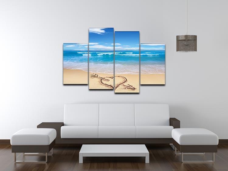 Heart with arrow in sand 4 Split Panel Canvas - Canvas Art Rocks - 3