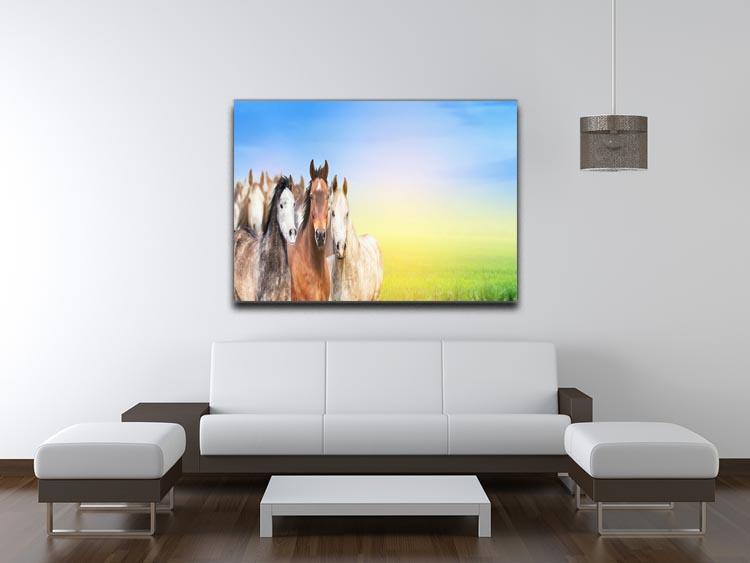 Herd of horses on background of summer Canvas Print or Poster - Canvas Art Rocks - 4
