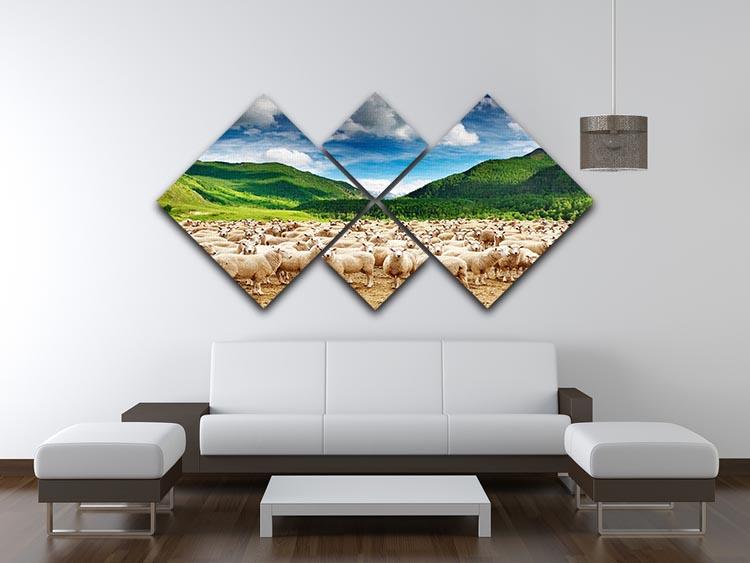 Herd of sheep 4 Square Multi Panel Canvas - Canvas Art Rocks - 3