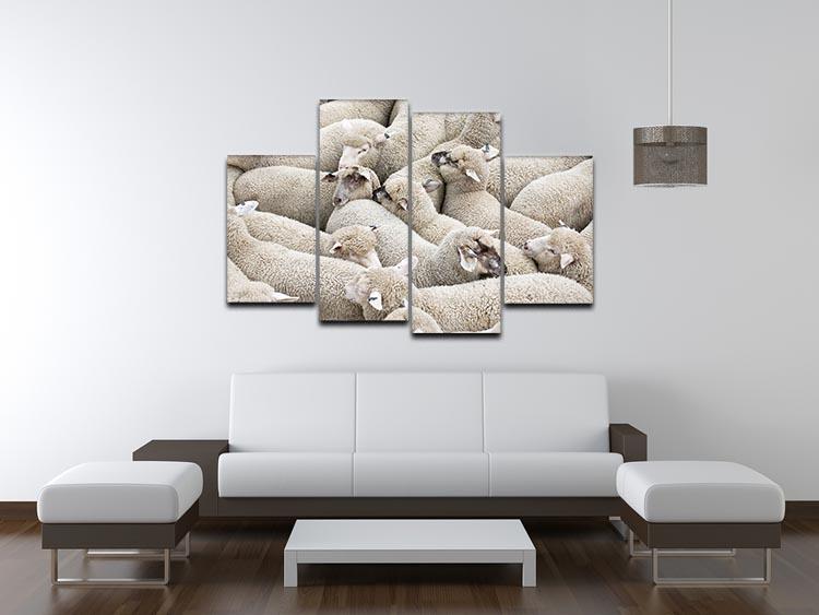 Herd of sheep on a truck 4 Split Panel Canvas - Canvas Art Rocks - 3