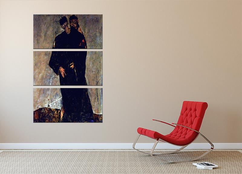 Hermits by Egon Schiele 3 Split Panel Canvas Print - Canvas Art Rocks - 2