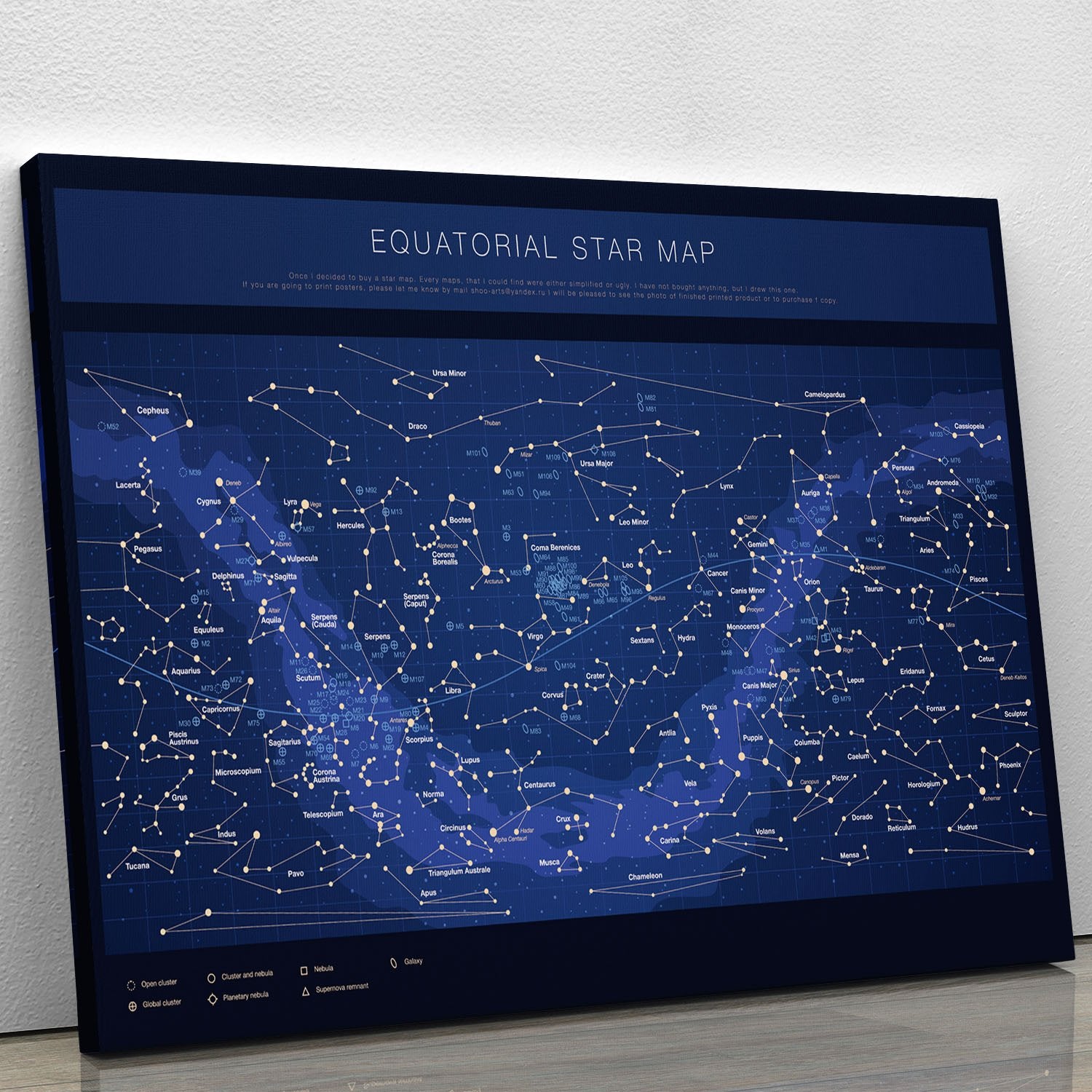 High detailed star map with names of stars contellations Canvas Print or Poster