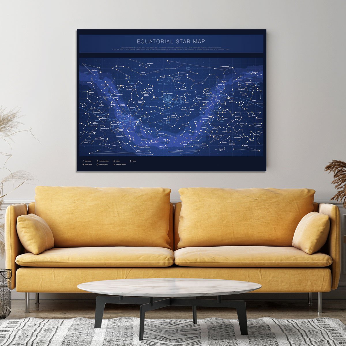 High detailed star map with names of stars contellations Canvas Print or Poster