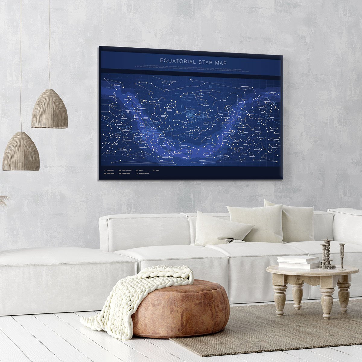 High detailed star map with names of stars contellations Canvas Print or Poster