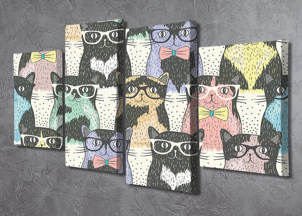 Hipster cute cats 4 Split Panel Canvas  - Canvas Art Rocks - 2