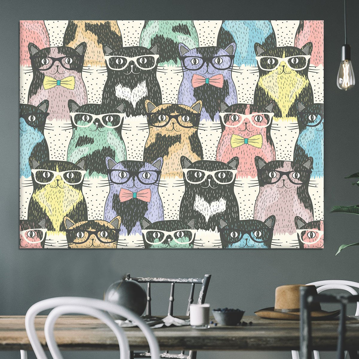 Hipster cute cats Canvas Print or Poster