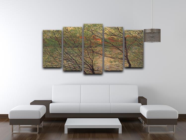 His bank the Ile de la Grande Jatte by Monet 5 Split Panel Canvas - Canvas Art Rocks - 3