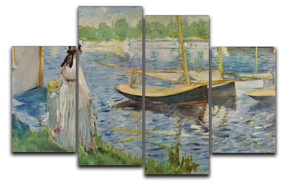 His embankment at Argenteuil by Manet 4 Split Panel Canvas  - Canvas Art Rocks - 1