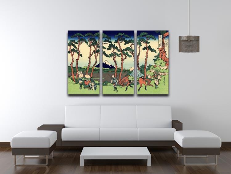 Hodogaya on the Tokaido by Hokusai 3 Split Panel Canvas Print - Canvas Art Rocks - 3