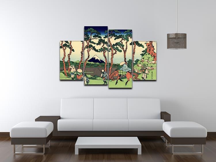 Hodogaya on the Tokaido by Hokusai 4 Split Panel Canvas - Canvas Art Rocks - 3