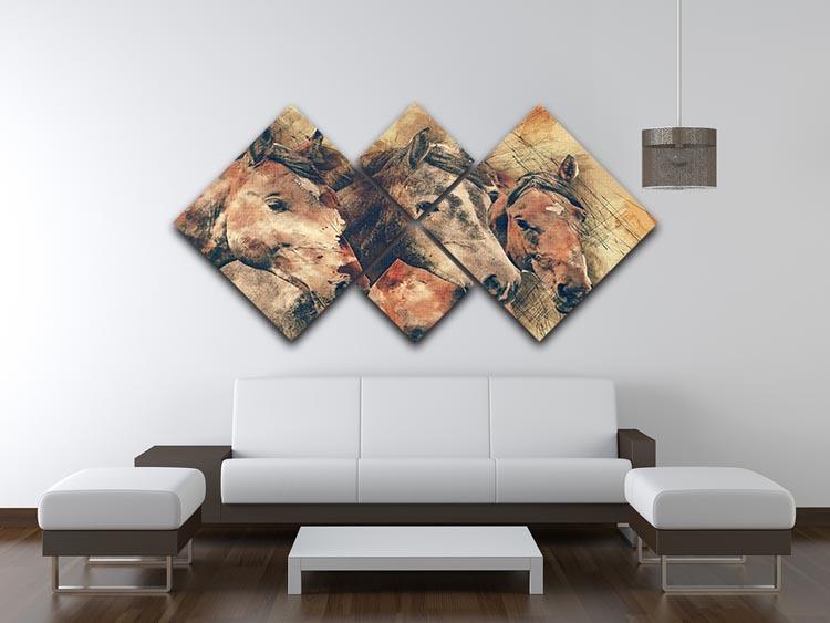 Horse Painting 4 Square Multi Panel Canvas - Canvas Art Rocks - 3