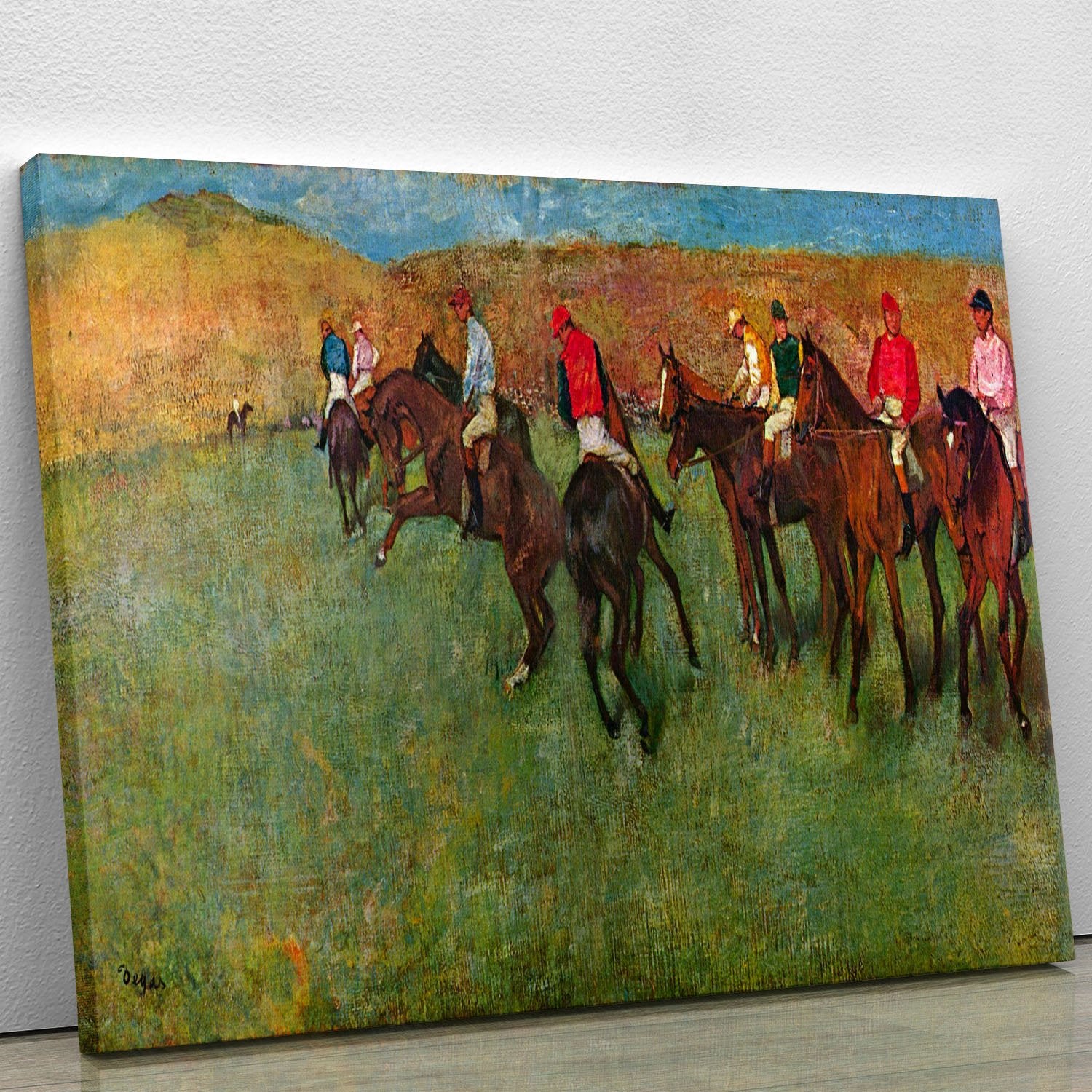 Horse race before the start by Degas Canvas Print or Poster