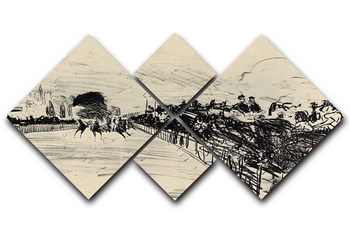 Horse racing by Manet 4 Square Multi Panel Canvas  - Canvas Art Rocks - 1