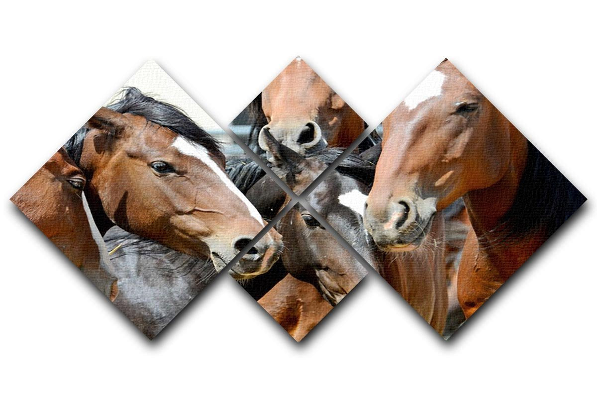 Horses 4 Square Multi Panel Canvas - Canvas Art Rocks - 1