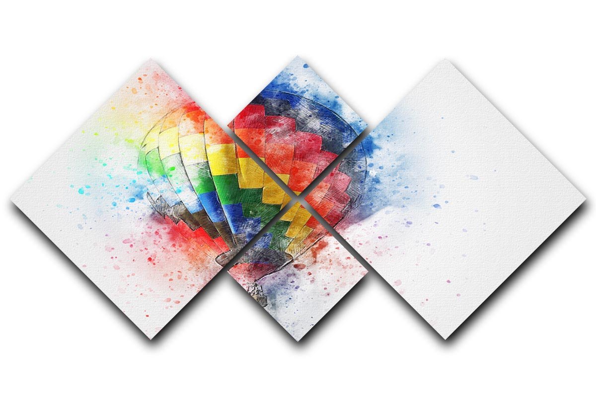 Hot Air Ballon Splash 4 Square Multi Panel Canvas  - Canvas Art Rocks - 1
