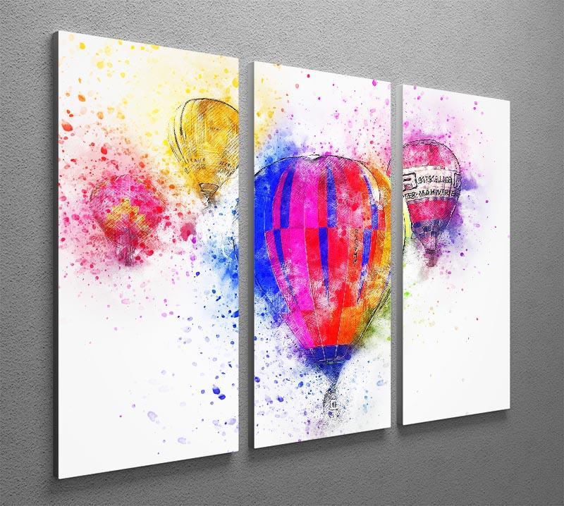 Hot Air Ballon Splash Version 2 3 Split Panel Canvas Print - Canvas Art Rocks - 2