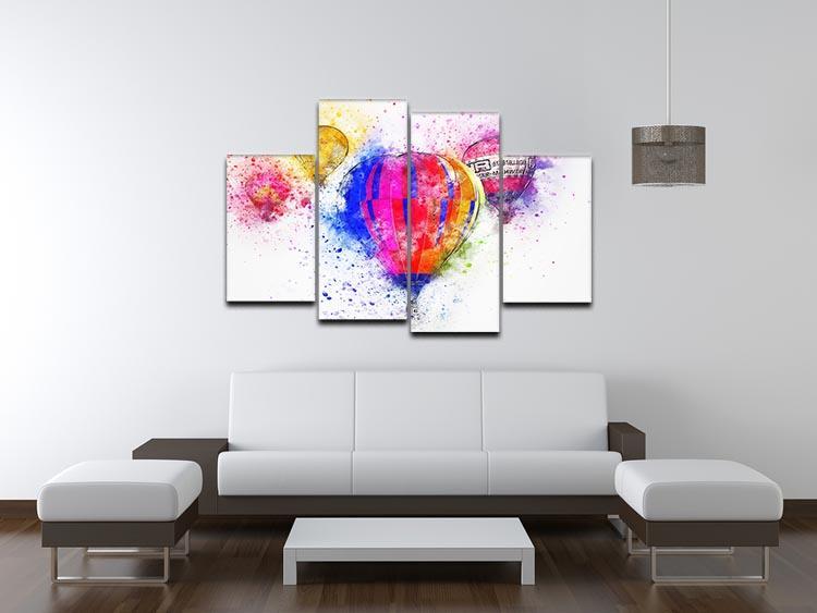 Hot Air Ballon Splash Version 2 4 Split Panel Canvas - Canvas Art Rocks - 3