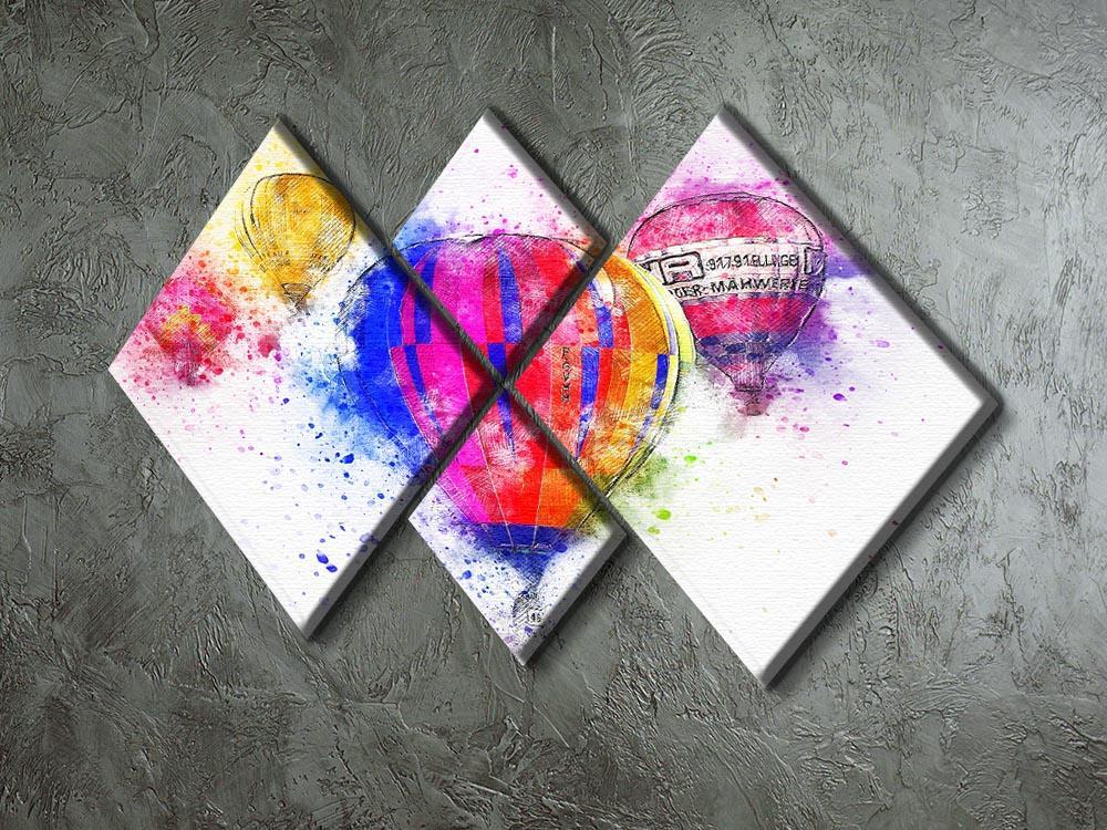 Hot Air Ballon Splash Version 2 4 Square Multi Panel Canvas - Canvas Art Rocks - 2