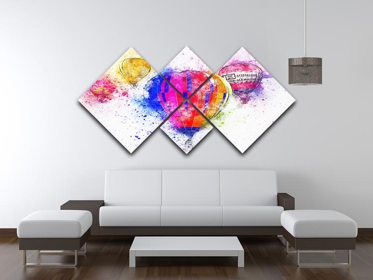 Hot Air Ballon Splash Version 2 4 Square Multi Panel Canvas - Canvas Art Rocks - 3