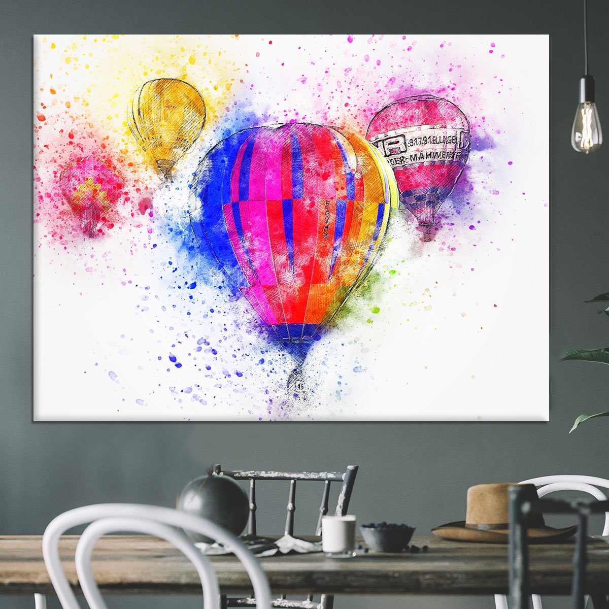 Hot Air Ballon Splash Version 2 Canvas Print or Poster
