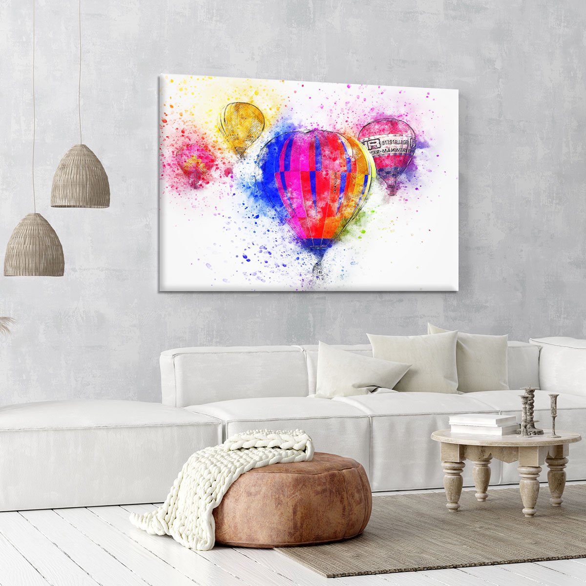 Hot Air Ballon Splash Version 2 Canvas Print or Poster