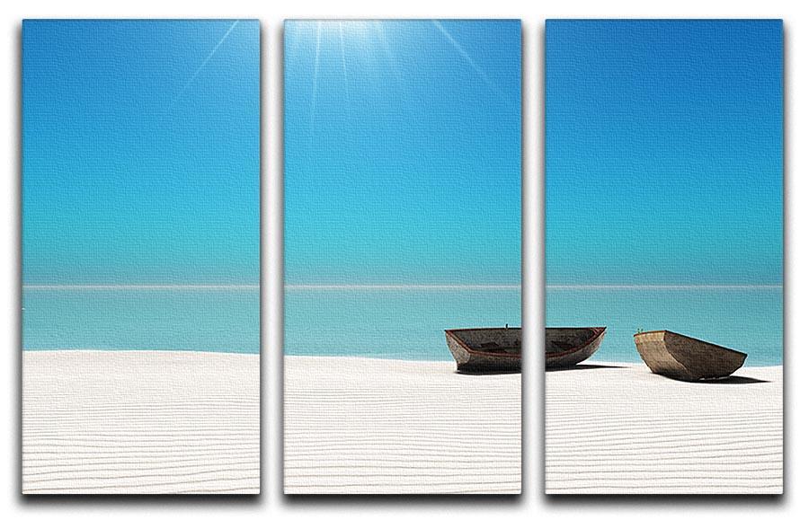 Hot Sun on White Sand 3 Split Panel Canvas Print - Canvas Art Rocks - 1