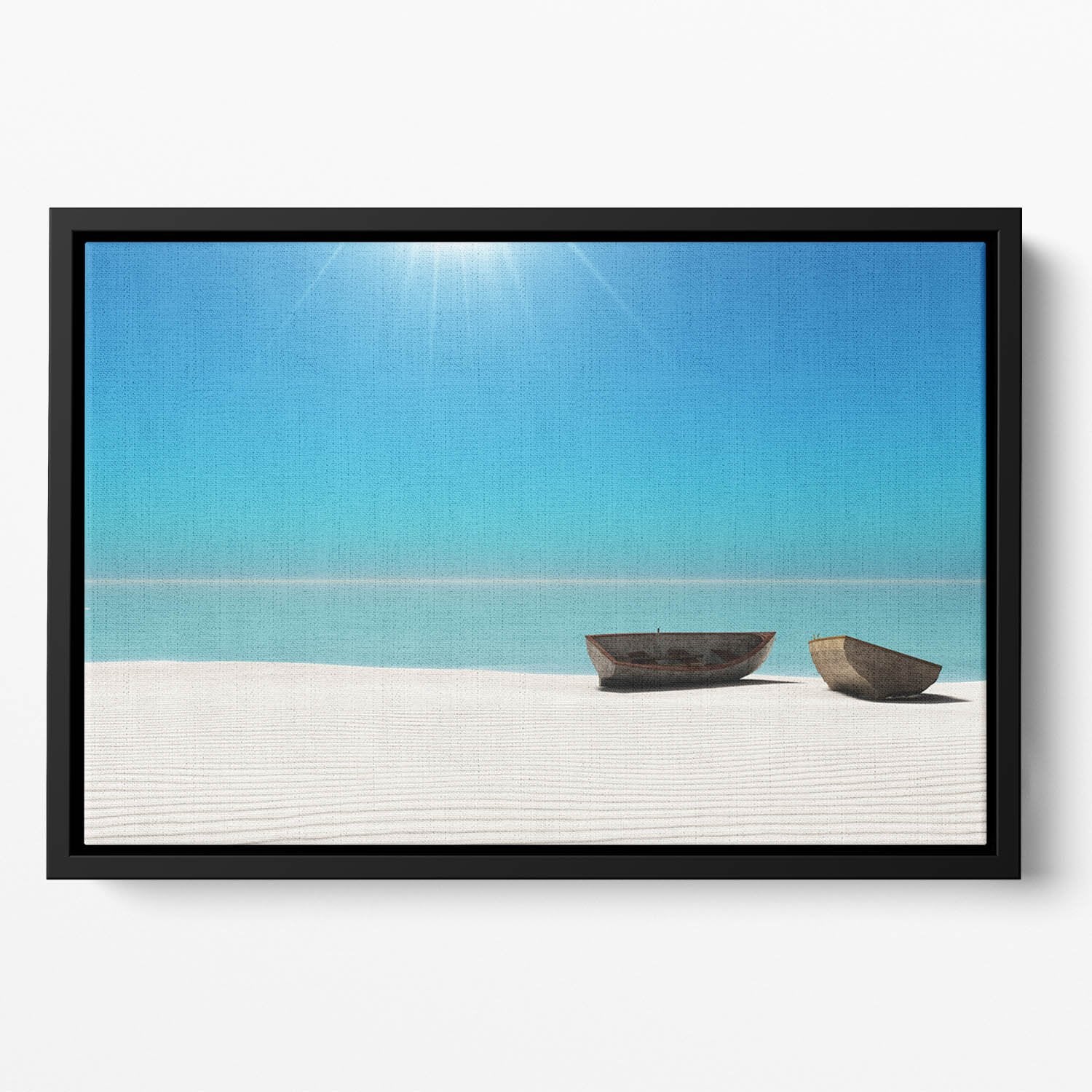 Hot Sun on White Sand Floating Framed Canvas