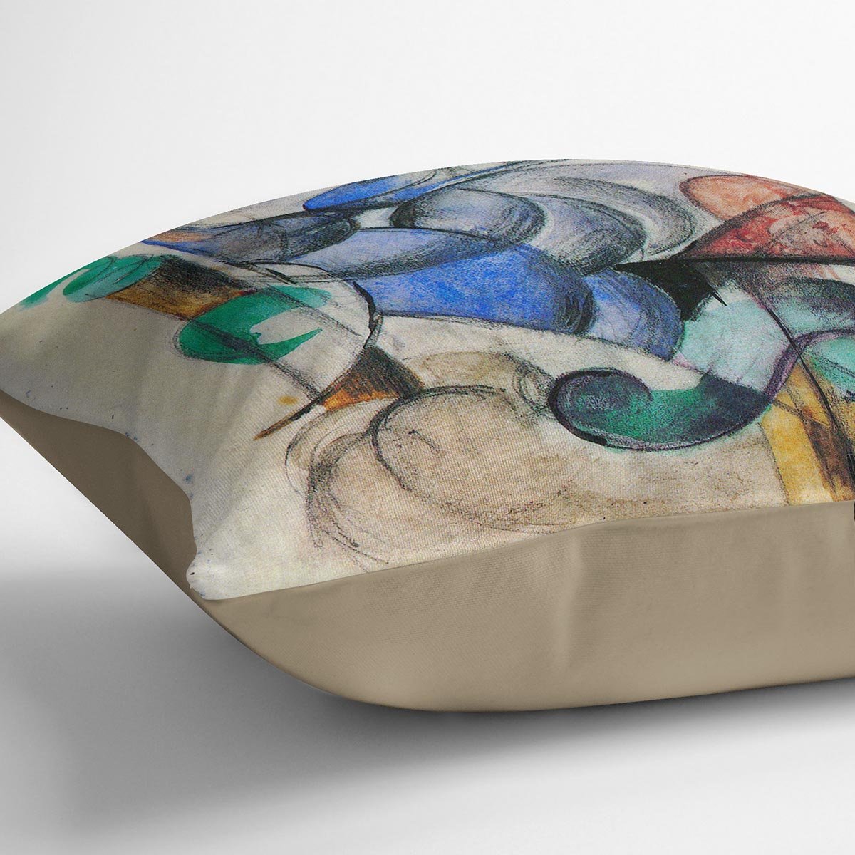 House in abstract landscape by Franz Marc Throw Pillow