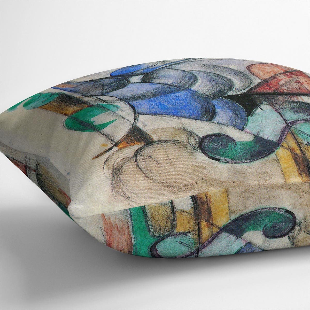 House in abstract landscape by Franz Marc Throw Pillow