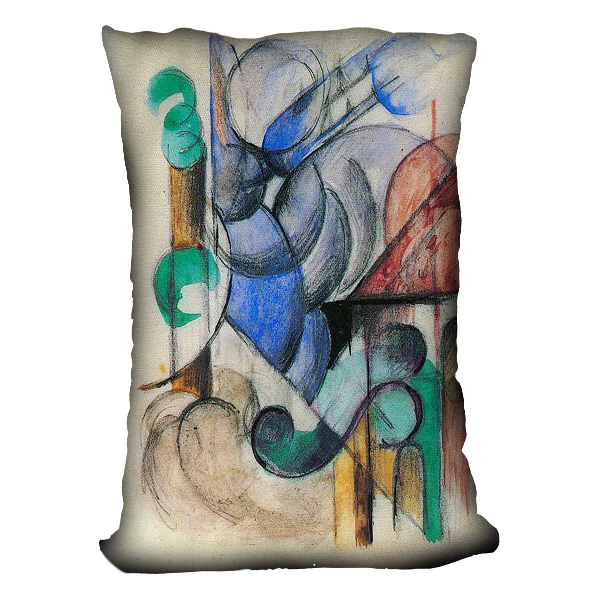 House in abstract landscape by Franz Marc Throw Pillow