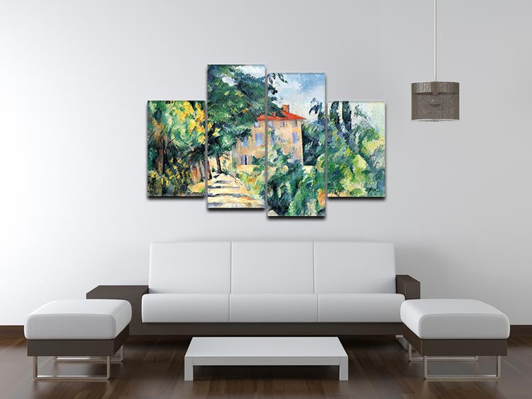 House with Red Roof by Cezanne 4 Split Panel Canvas - Canvas Art Rocks - 3