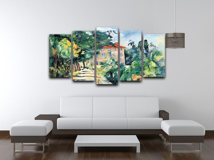 House with Red Roof by Cezanne 5 Split Panel Canvas - Canvas Art Rocks - 3