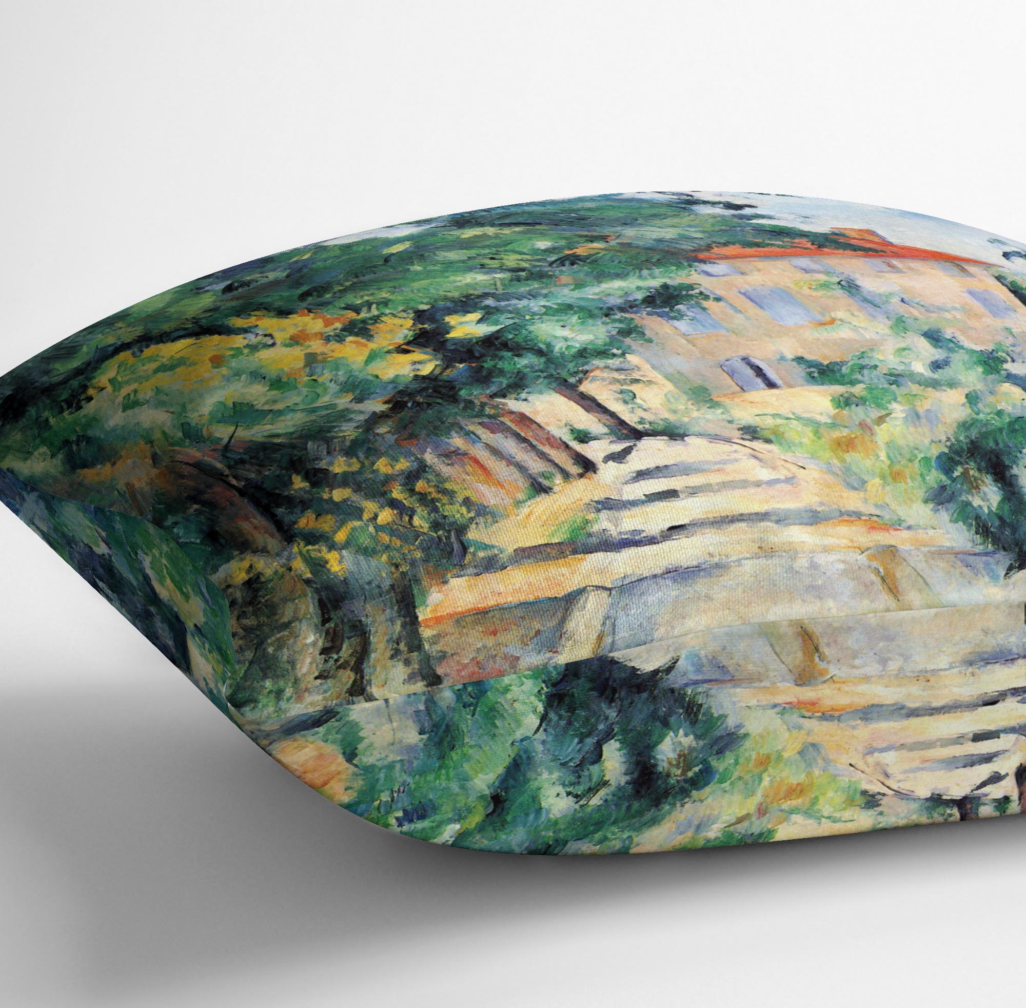 House with Red Roof by Cezanne Cushion - Canvas Art Rocks - 3