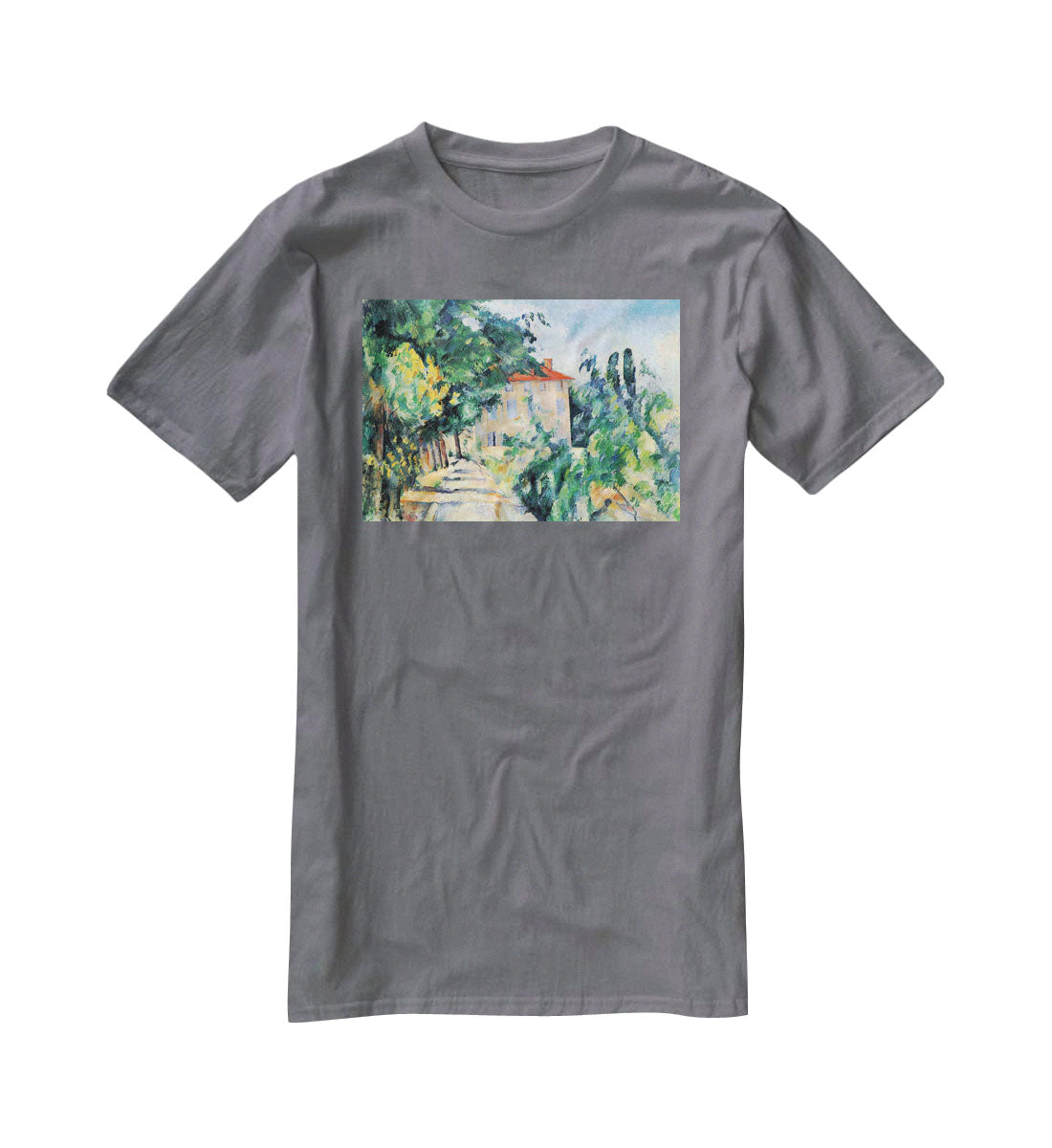 House with Red Roof by Cezanne T-Shirt - Canvas Art Rocks - 3