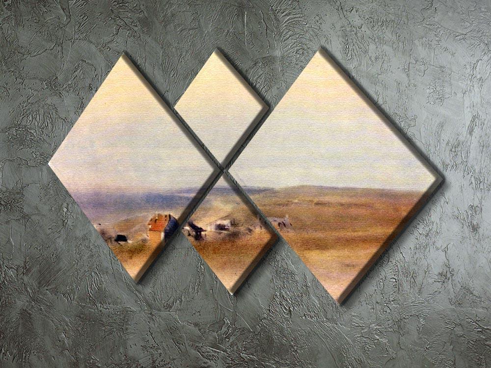 Houses on cliffs above a bay by Degas 4 Square Multi Panel Canvas - Canvas Art Rocks - 2
