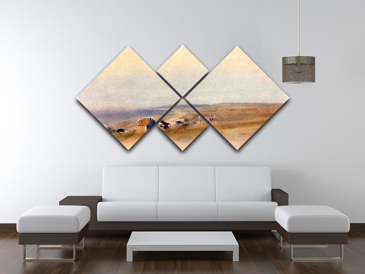Houses on cliffs above a bay by Degas 4 Square Multi Panel Canvas - Canvas Art Rocks - 3