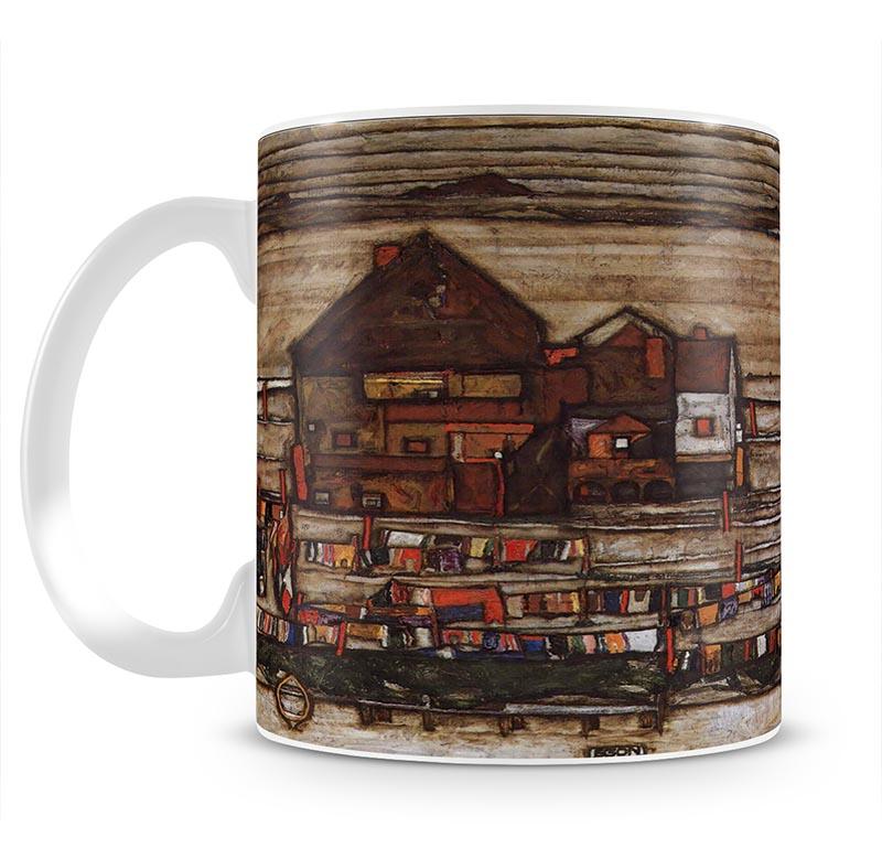 Houses with laundry lines and suburban by Egon Schiele Mug - Canvas Art Rocks - 1