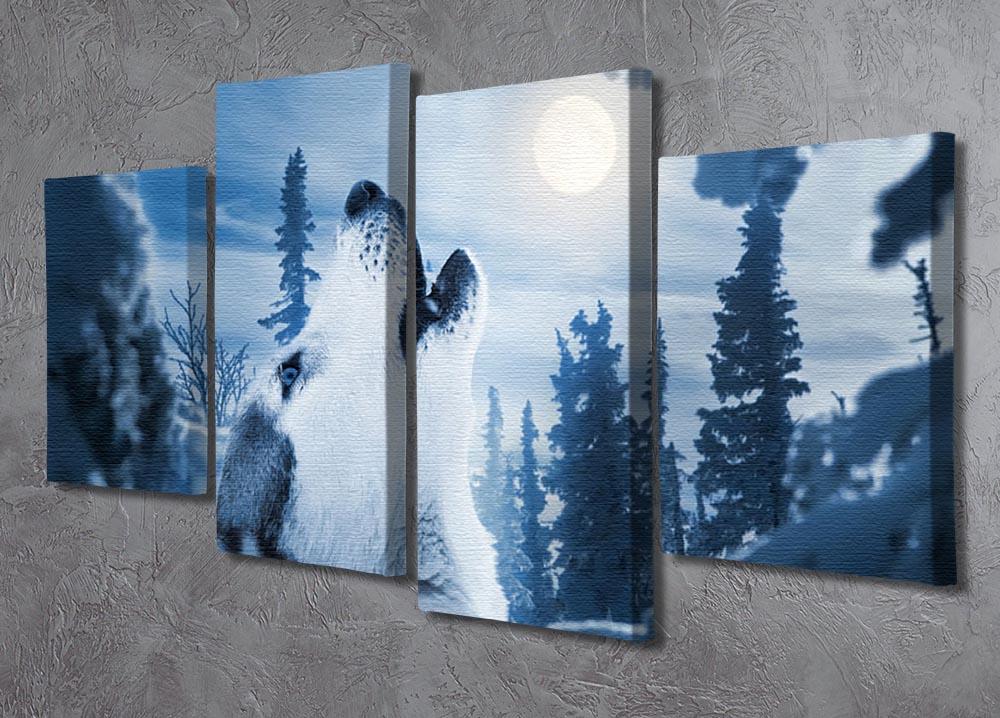 Howling to the moon 4 Split Panel Canvas - Canvas Art Rocks - 2