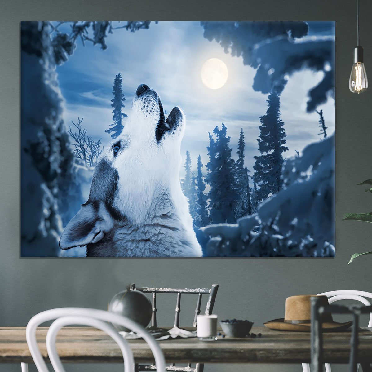Howling to the moon Canvas Print or Poster