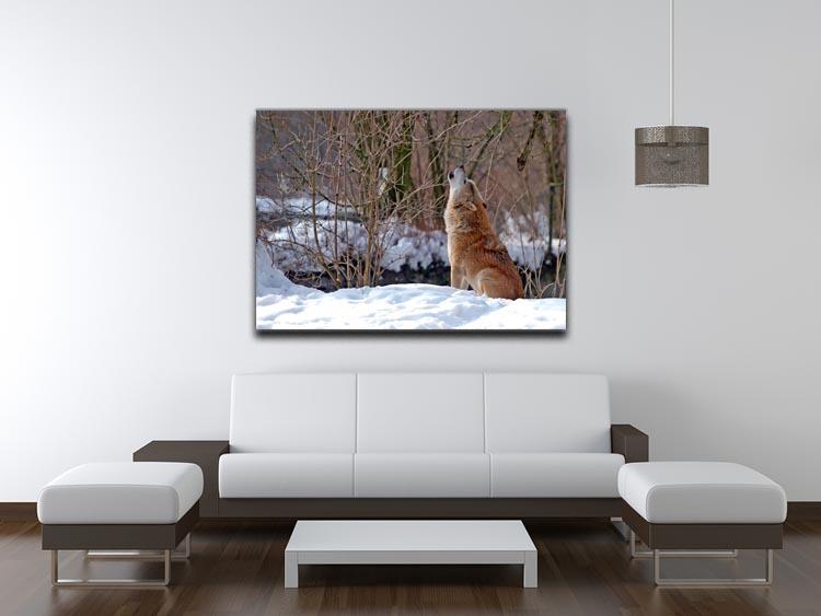 Howling wolf in winter scenery Canvas Print or Poster - Canvas Art Rocks - 4