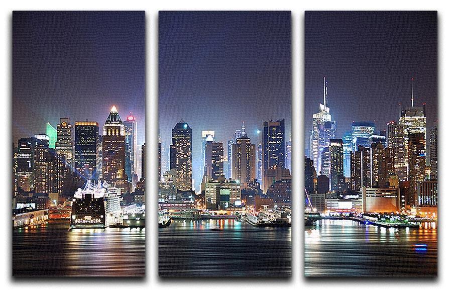 Hudson River with refelctions 3 Split Panel Canvas Print - Canvas Art Rocks - 1