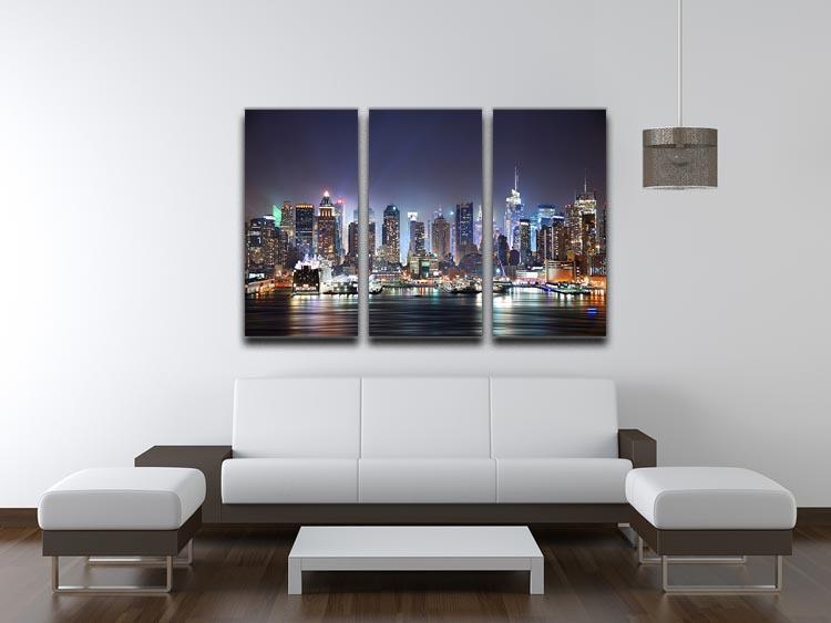 Hudson River with refelctions 3 Split Panel Canvas Print - Canvas Art Rocks - 3