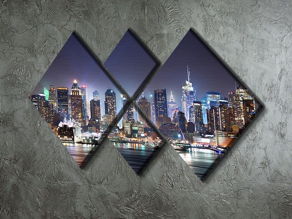 Hudson River with refelctions 4 Square Multi Panel Canvas  - Canvas Art Rocks - 2