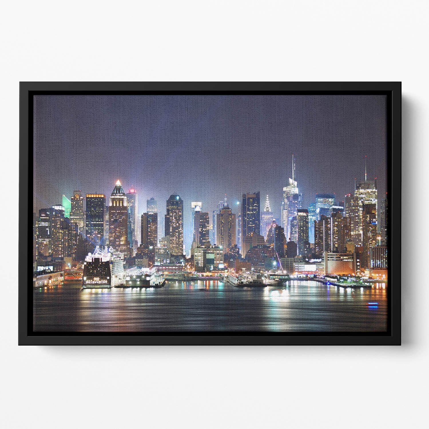Hudson River with refelctions Floating Framed Canvas