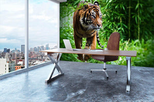 Hunting Tiger at the zoo Wall Mural Wallpaper - Canvas Art Rocks - 3