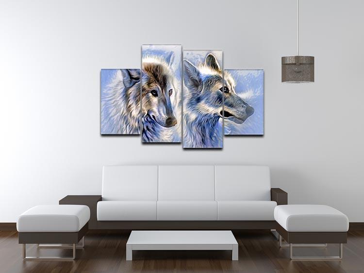Ice Wolf Painting 4 Split Panel Canvas - Canvas Art Rocks - 3