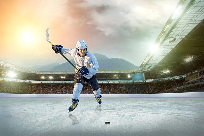 Ice hockey in Open stadium Wall Mural Wallpaper