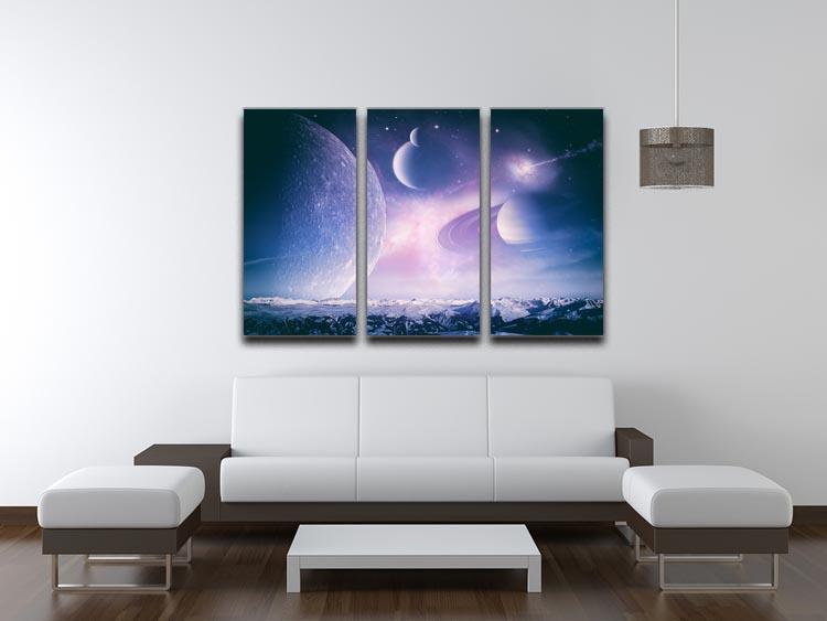 Ice world and planets 3 Split Panel Canvas Print - Canvas Art Rocks - 3