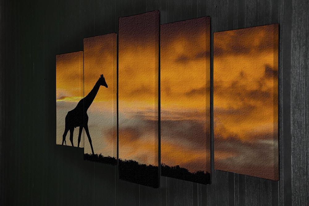Idyllic african wildlife silhouette 5 Split Panel Canvas - Canvas Art Rocks - 2